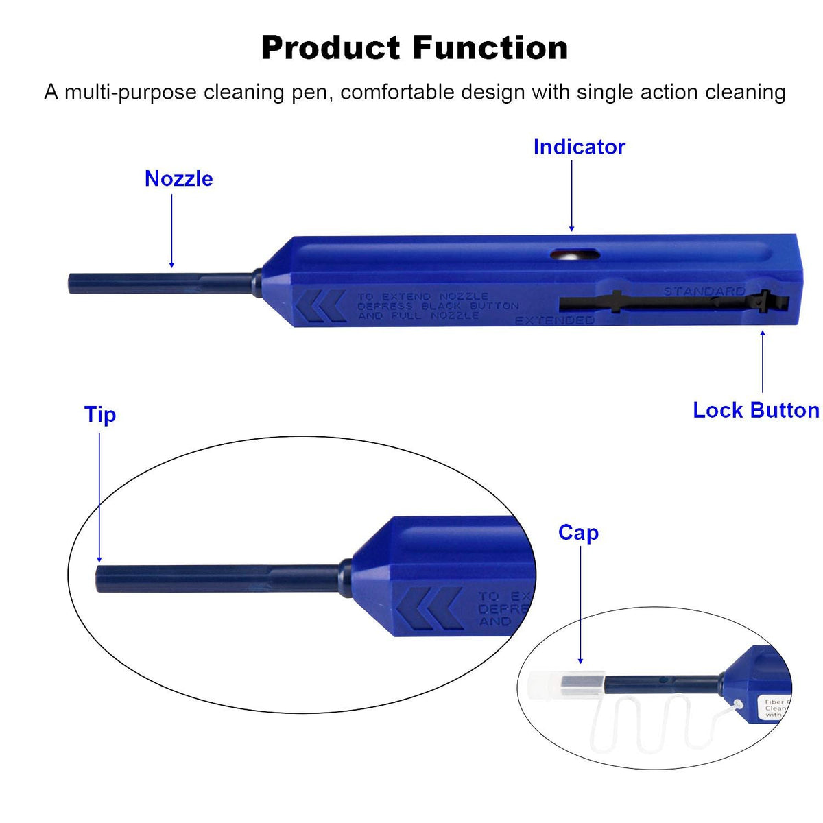 YIENFBEV pen extendable tip closeup reaching recessed ferrule for precise cleaning