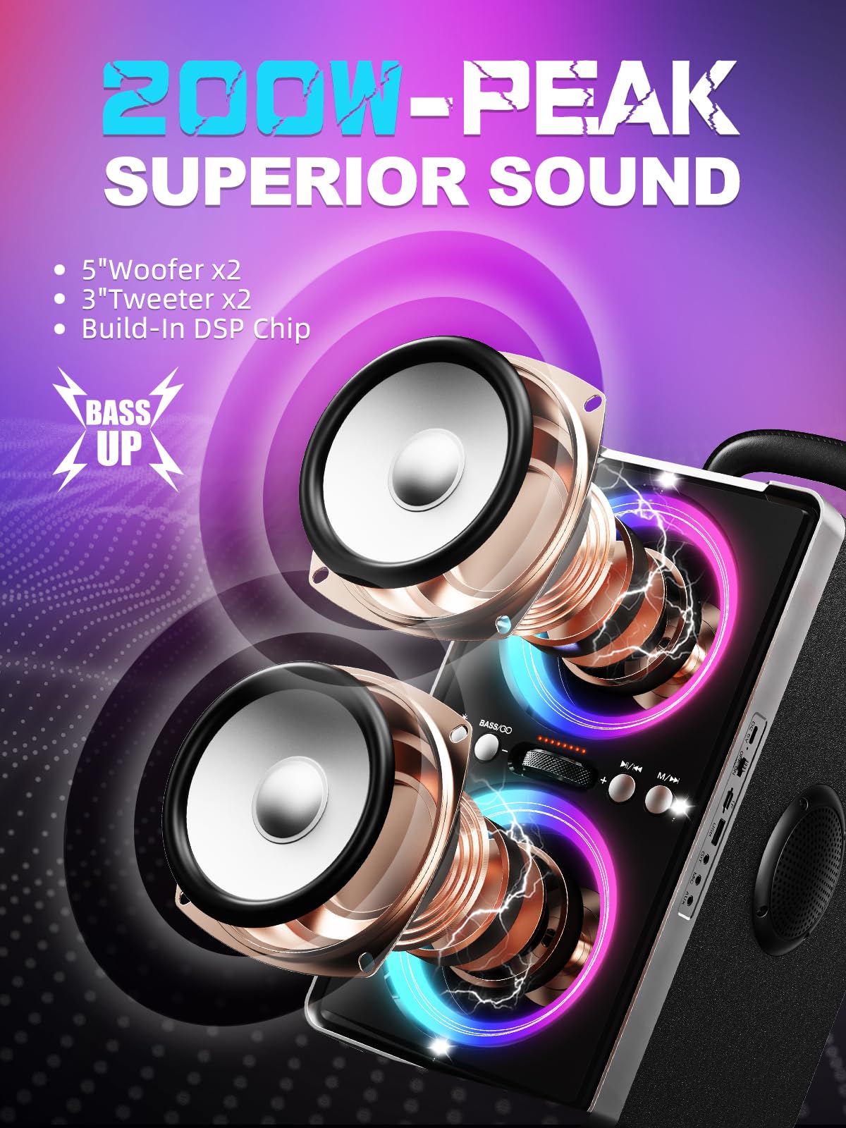 YIER speaker offers 20 hours of playback on a single charge for all-day use.