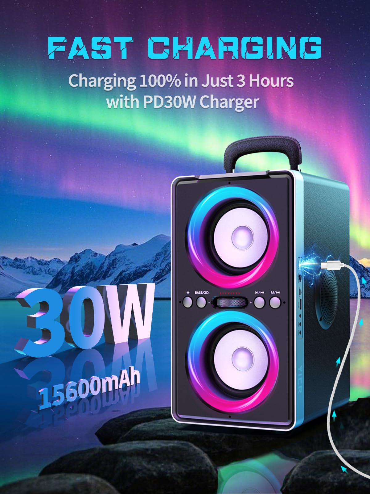 YIER USB port doubles as power bank for charging devices on the go.