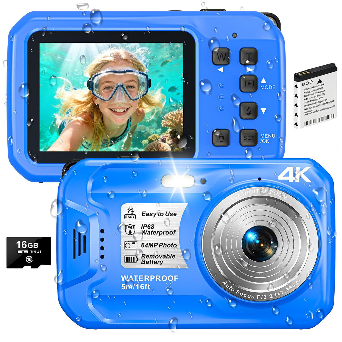 Yifecial 4K underwater camera compact design captures crisp, vibrant footage.