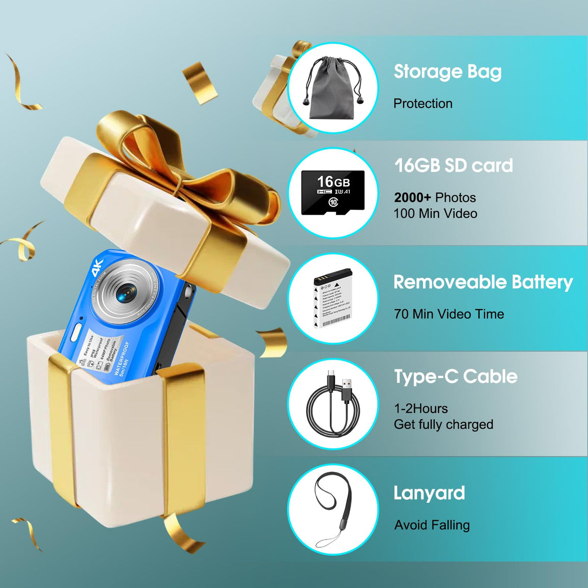 Yifecial 650mAh battery stays powered for longer shoots on a single charge.