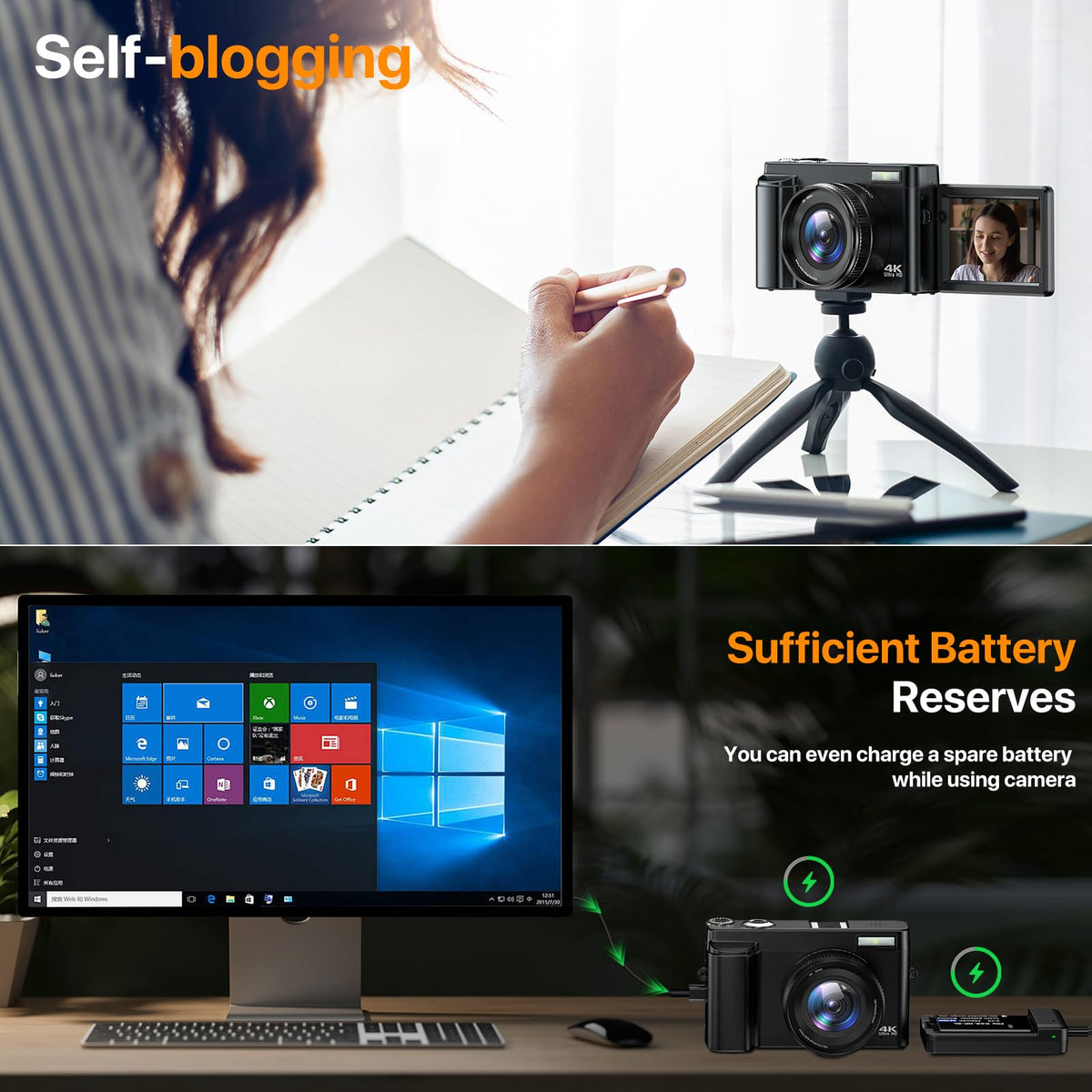 YIGLLO 4K camera with 16x digital zoom for flexible framing