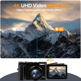 YIGLLO 4K camera flip screen enables easy self-recording and framing