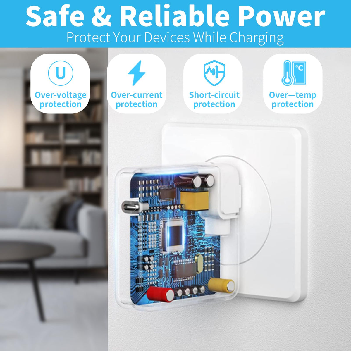 Yihele compact design 61W USB-C charger fits tight outlets