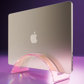 Yikola acrylic vertical laptop stand displaying space-saving design for a tidy desk