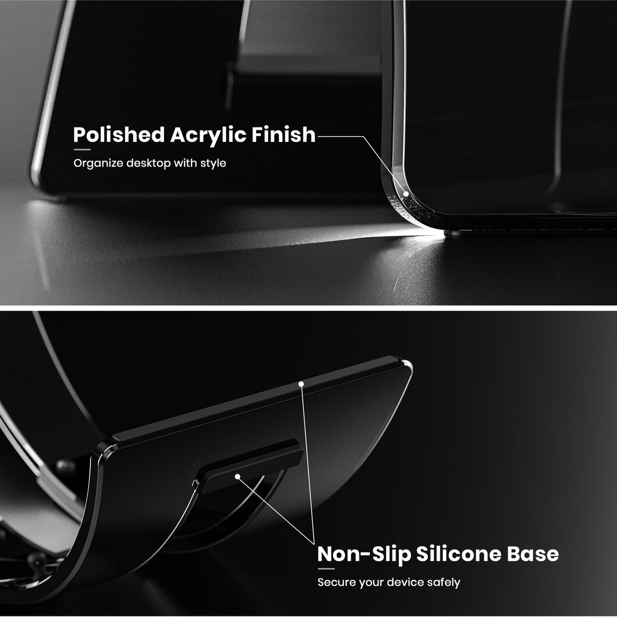 Yikola clear acrylic finish blends with any setup while remaining unobtrusive.