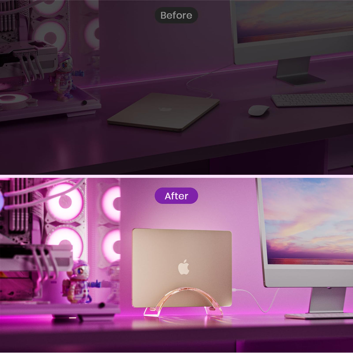 Yikola vertical laptop holder demonstrates upright device positioning