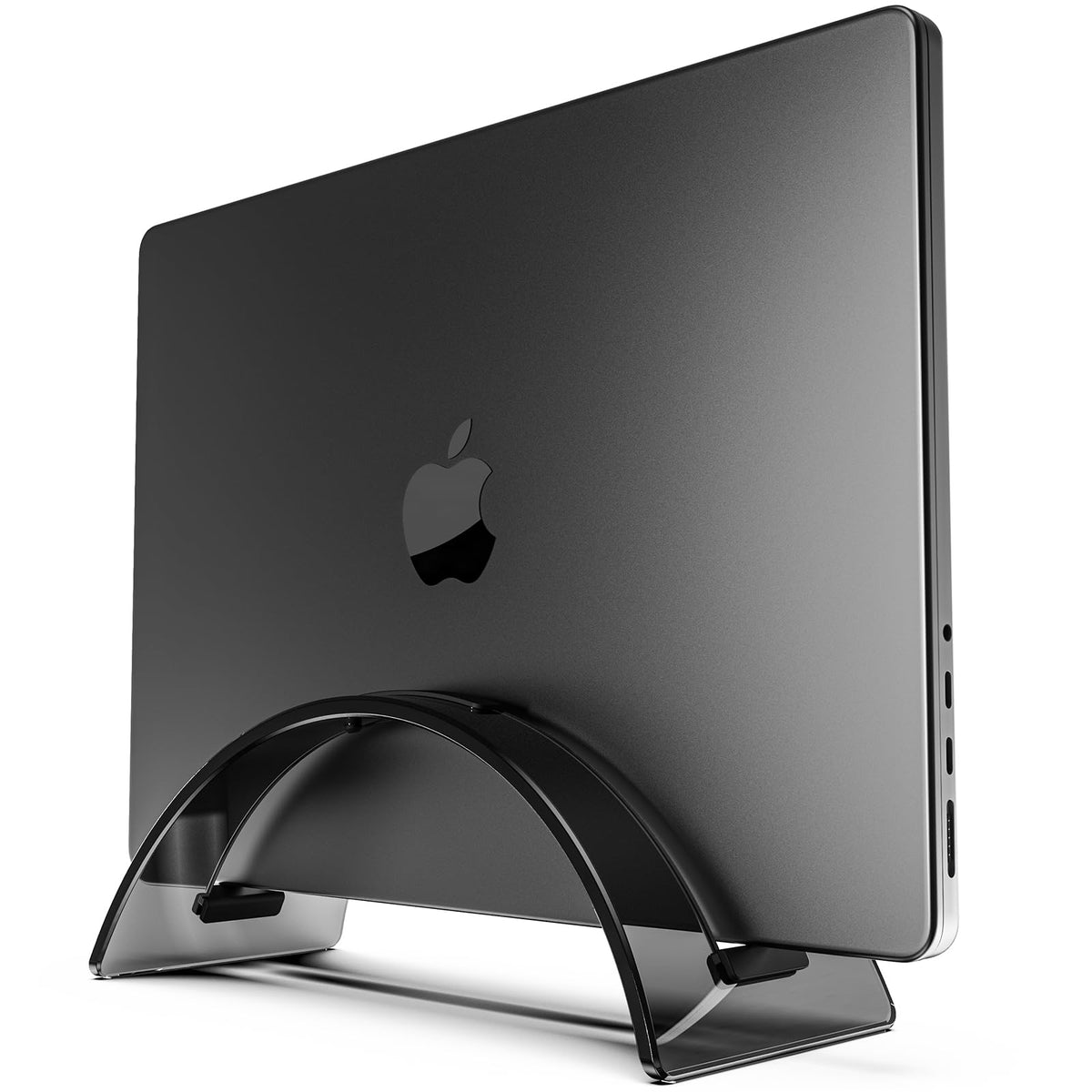Yikola vertical laptop stand showcases space-saving design for a tidy desk and easy access.