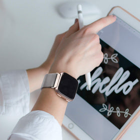 YILED band worn on wrist with Fitbit Versa, stylish everyday look benefit