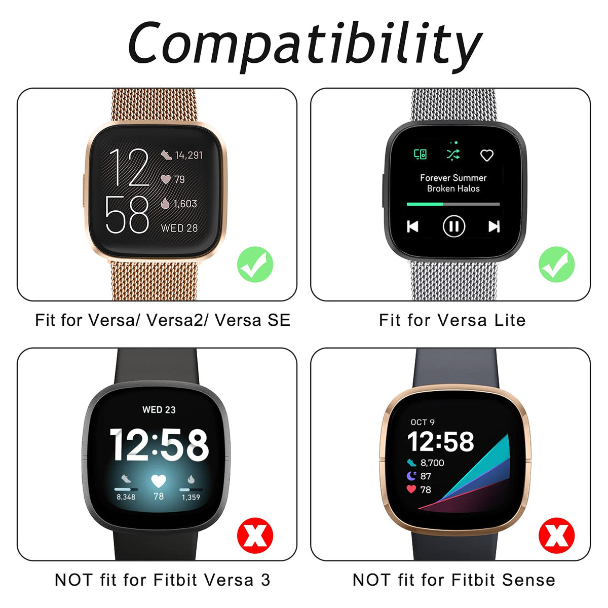 YILED bands side-by-side small and large for size comparison, choose correct fit benefit