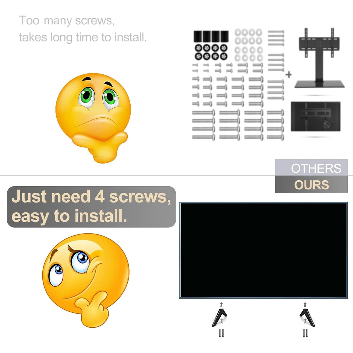Screws and instructions included with Yimaut kit