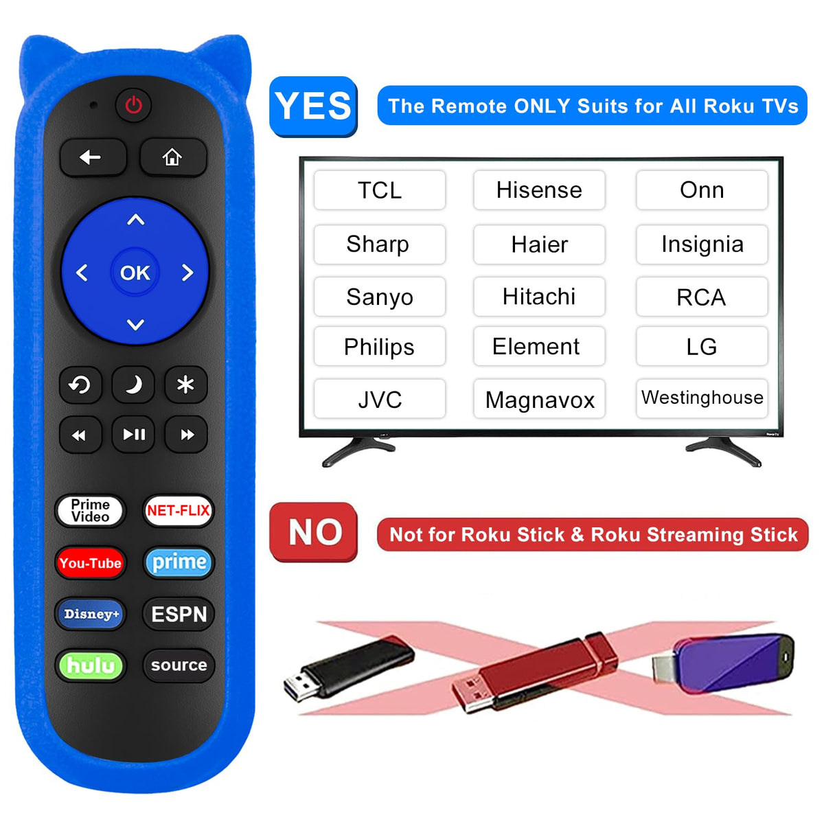 Yimaut remote back with battery compartment open for quick battery replacement