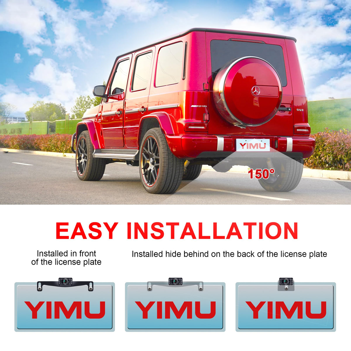 YIMU 4.3-inch monitor on dashboard providing real-time backup view benefit