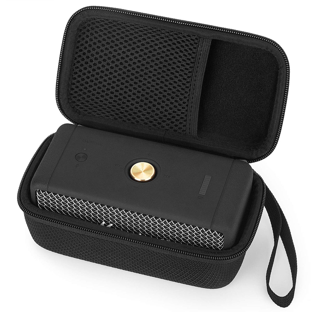 Yinke hard case front view showing zip closure and compact protection for Emberton