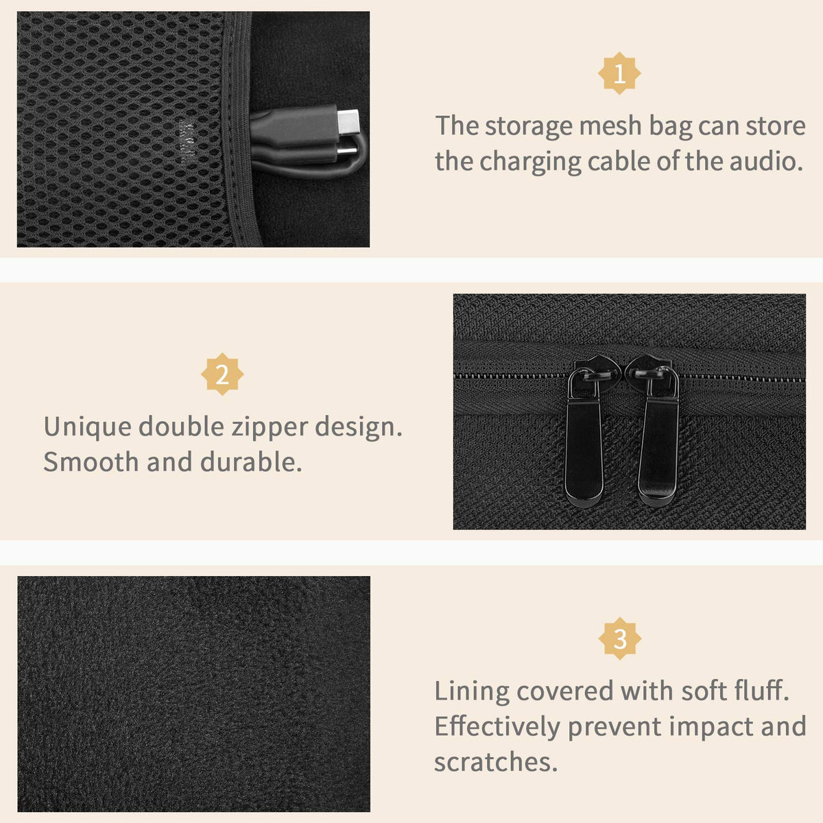 Yinke case opened revealing tailored Emberton cavity and accessory mesh pocket benefit