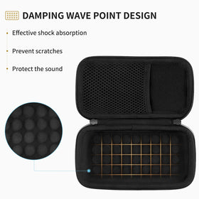 Close-up of Yinke velvet cushioning and shockproof points protecting the speaker finish