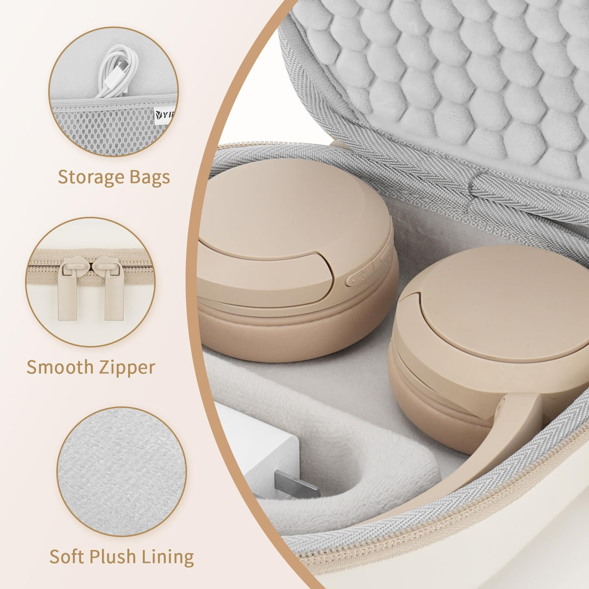 Yinke case open with WH-CH510 headphones inside shows snug, protective fit
