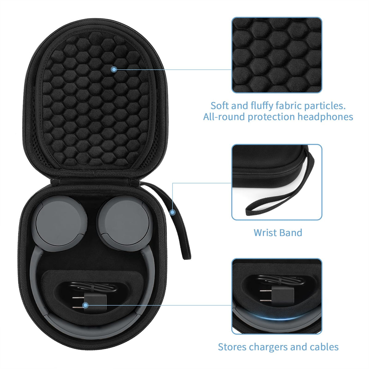 Yinke mesh pocket detail storing cable and adapter for organized accessory protection