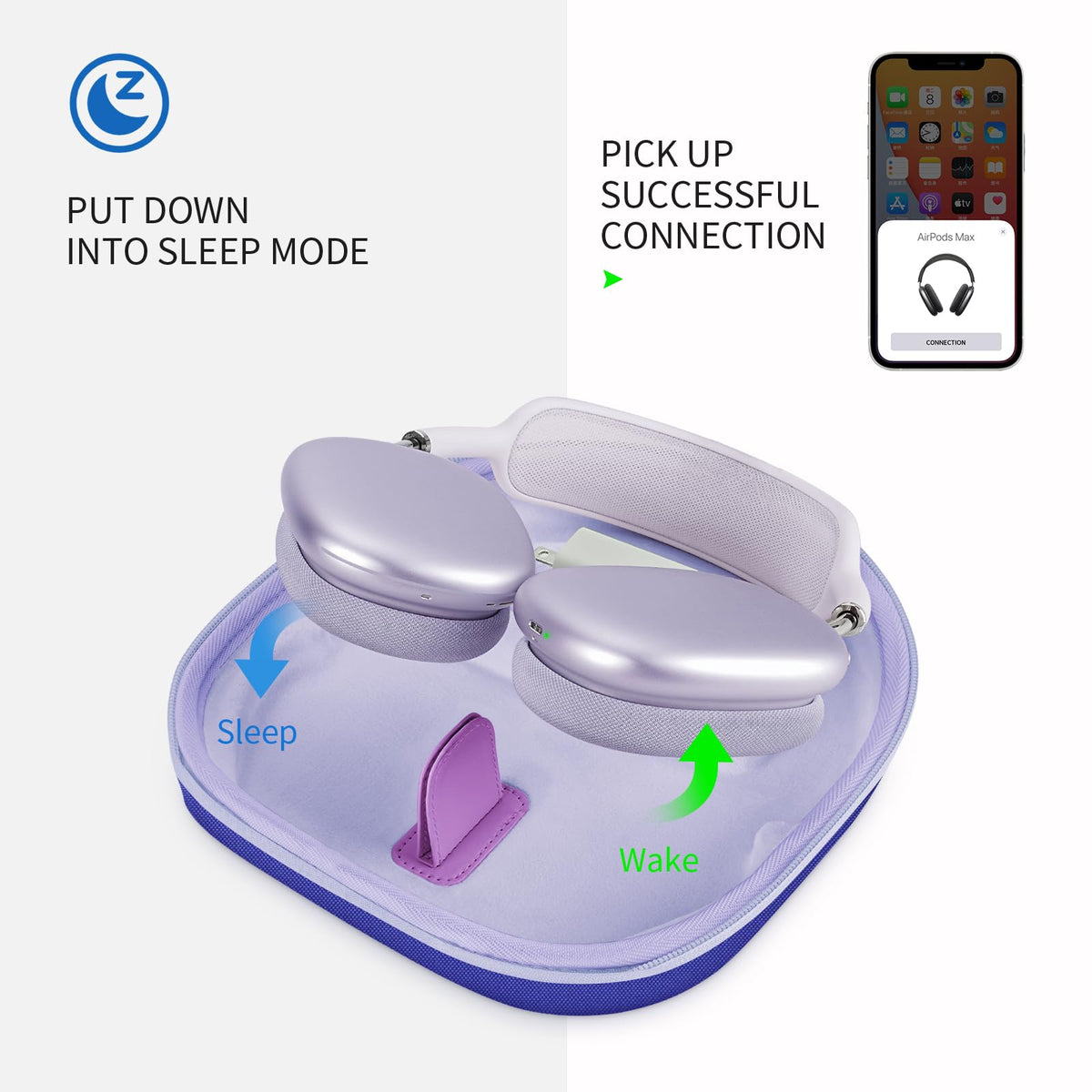 Yinke open case velvet interior cradles AirPods Max for secure protection