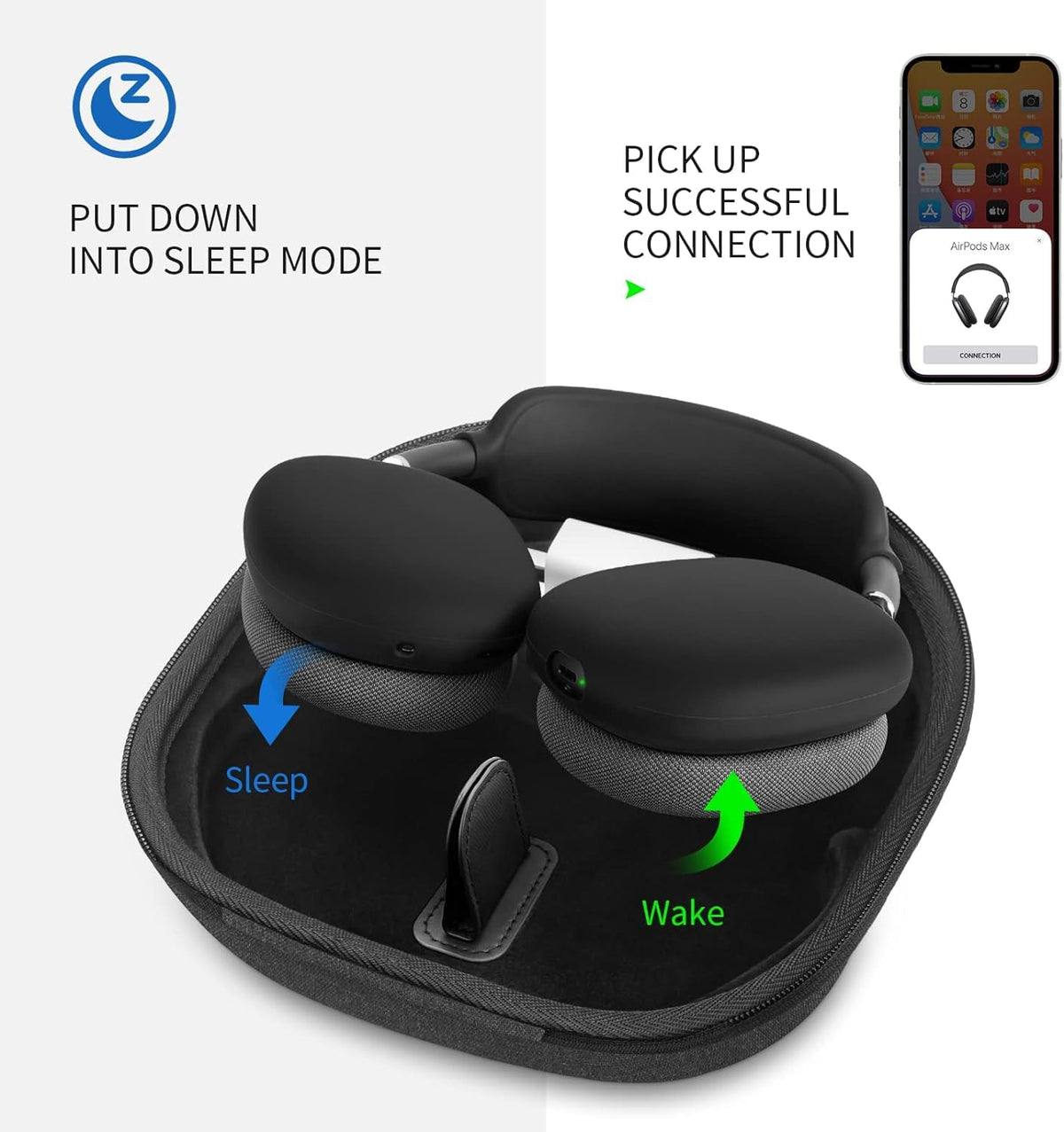 Yinke open interior honeycomb and velvet lining protecting headphones