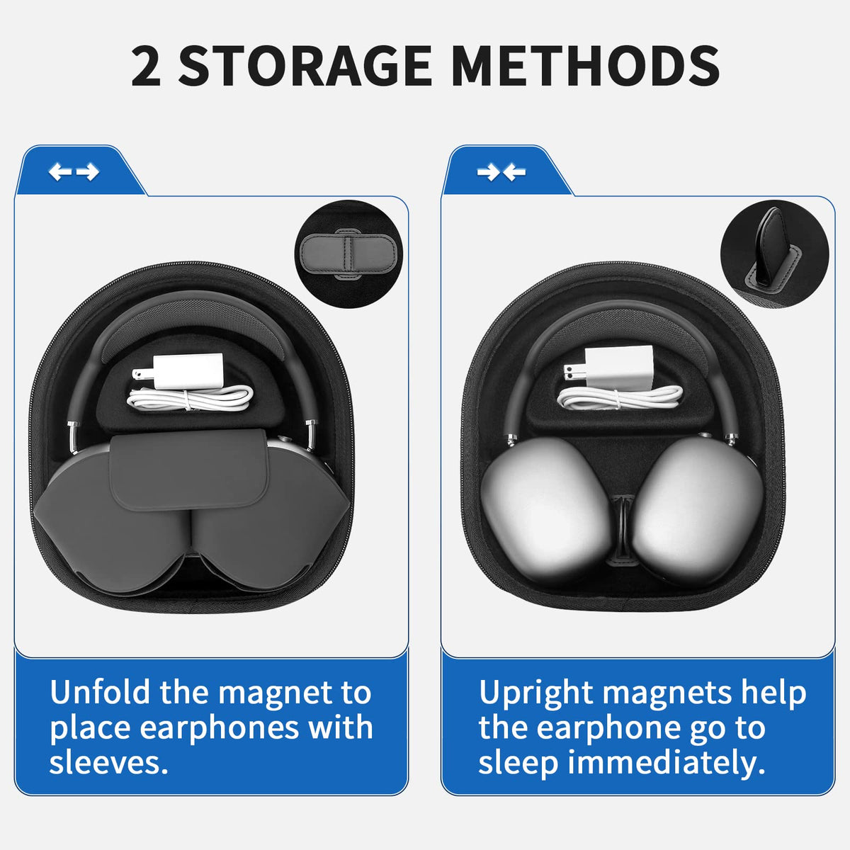 Yinke open case showing 1:1 internal groove that secures AirPods Max
