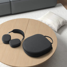 Yinke case next to AirPods Max showing compact fit and accurate size protection