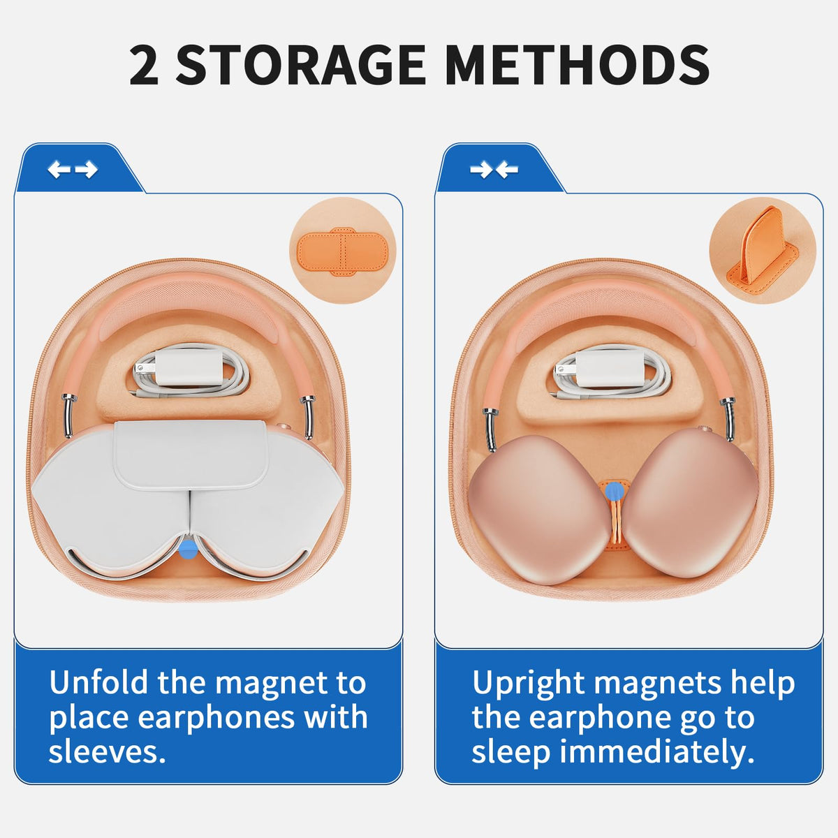 Yinke smart case soft velvet lining close-up protecting earcups from scratches
