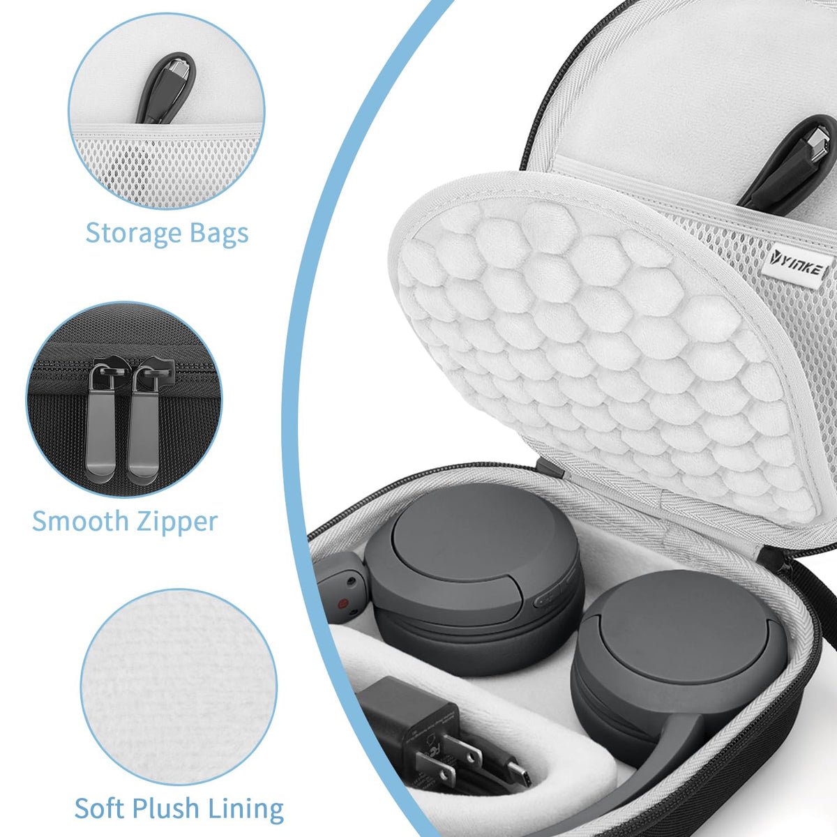 Yinke soft lining close-up displaying cushioned contour to prevent scratches