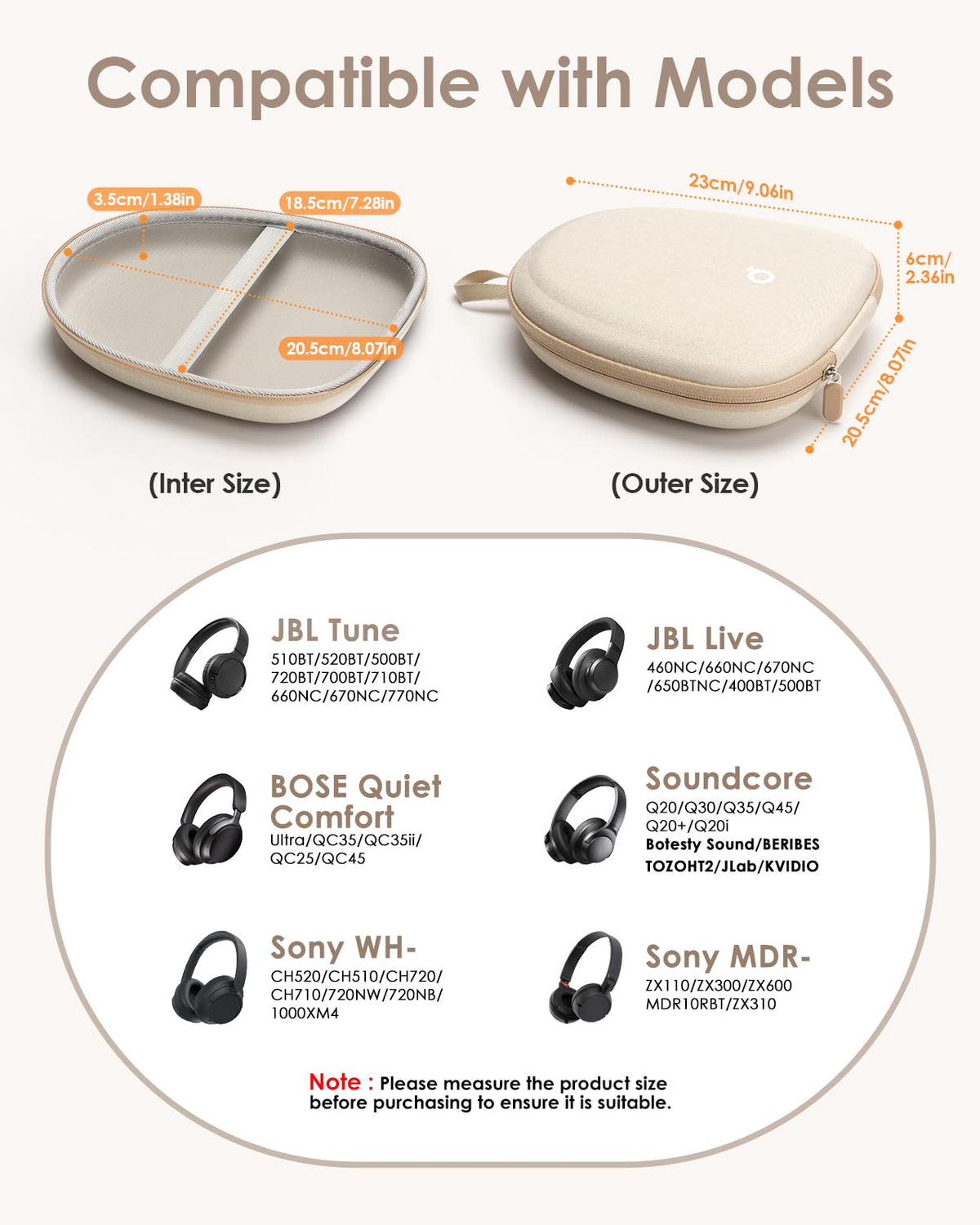 YINKECASE dual-compartment design keeps headphones and accessories organized.