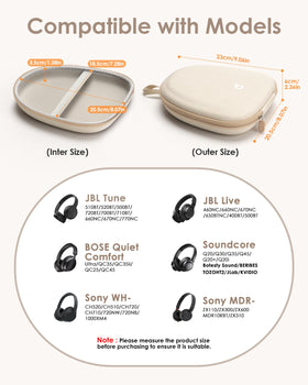 YINKECASE dual-compartment design keeps headphones and accessories organized.