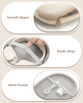 YINKECASE lower-compartment secures headphones to prevent shifting.