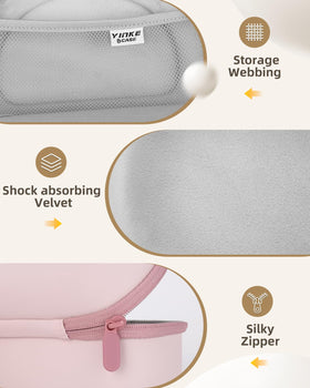 YINKECASE large pockets organize cables and accessories for trips.