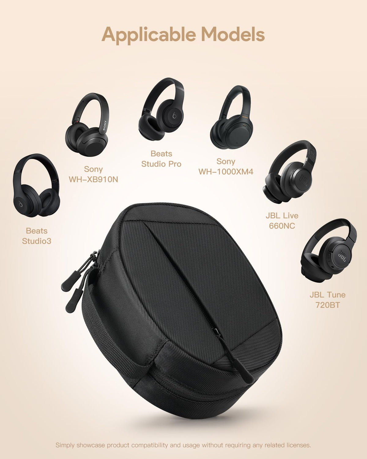 YINKECASE case for Sony WH-1000XM4, side pocket visible, keeps cables organized.