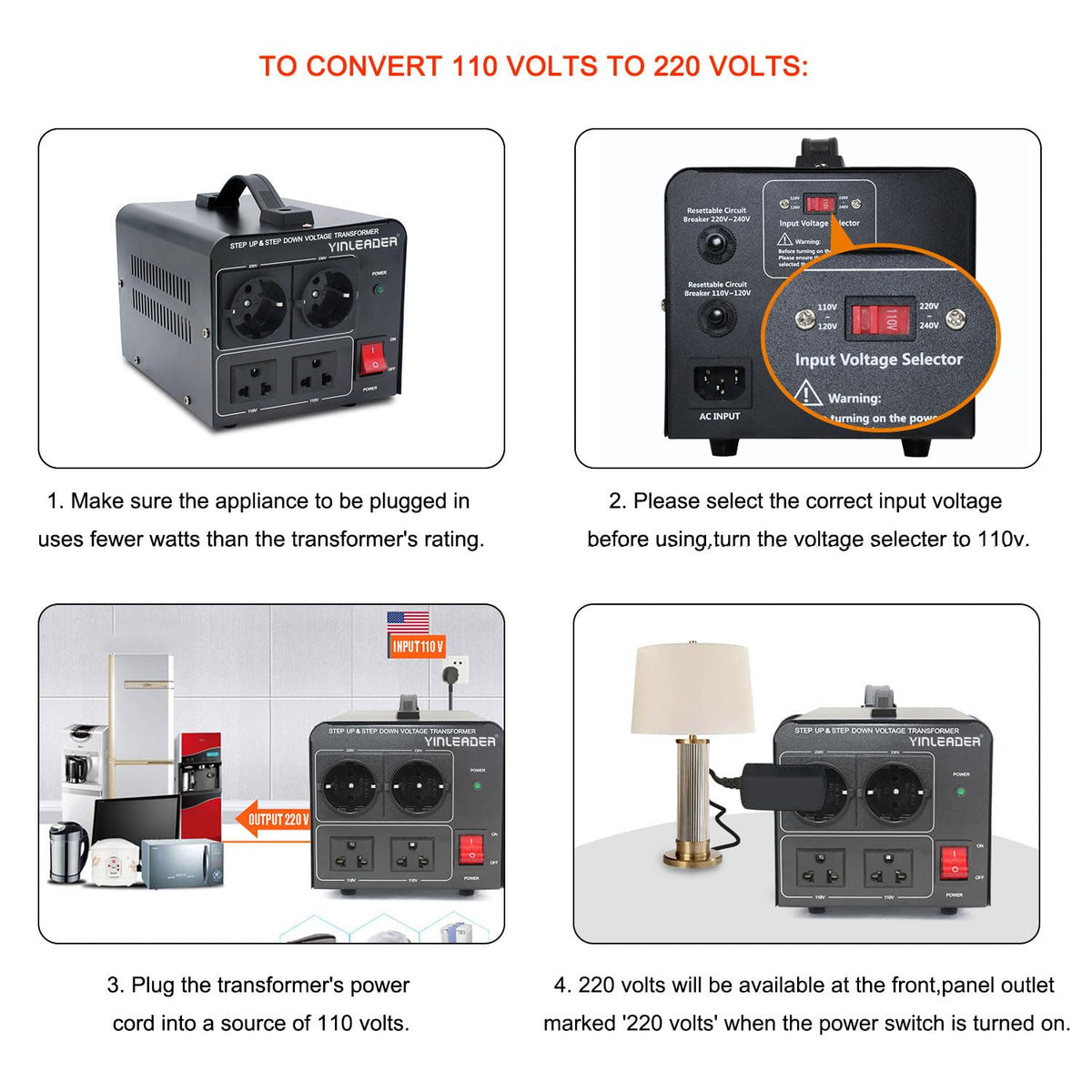 Yinleader 2000W includes 110V US power cord for immediate connection.