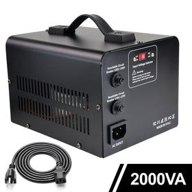 Yinleader 2000W transformer showing US and EU sockets for versatile device use.