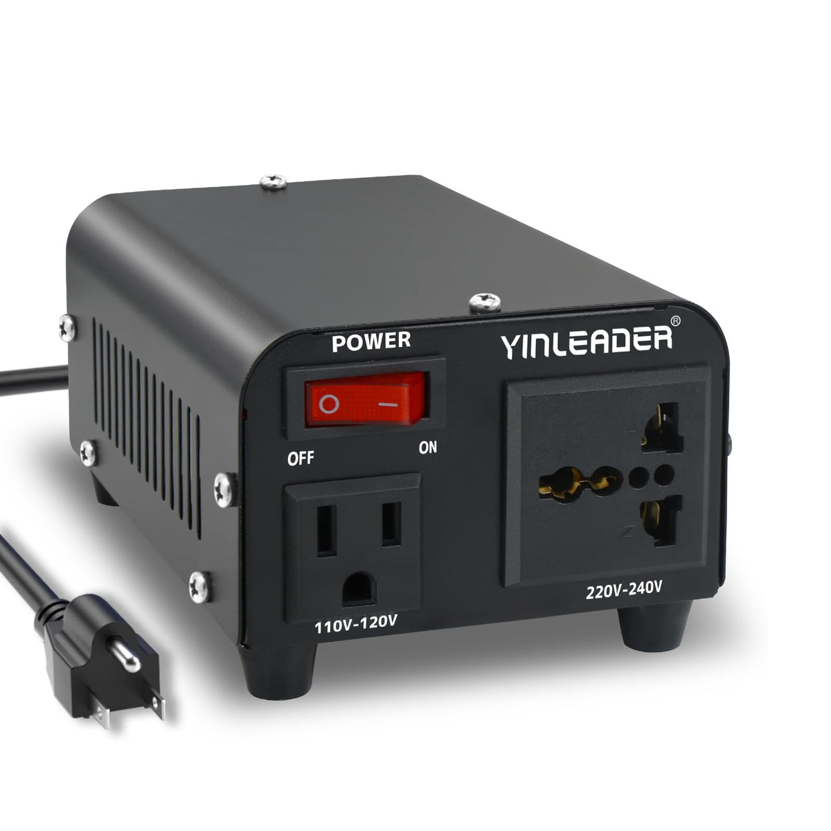 Yinleader 300W converter front view, compact and travel-ready.
