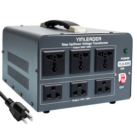 Yinleader 4000W voltage converter front view with six outlets for versatile use