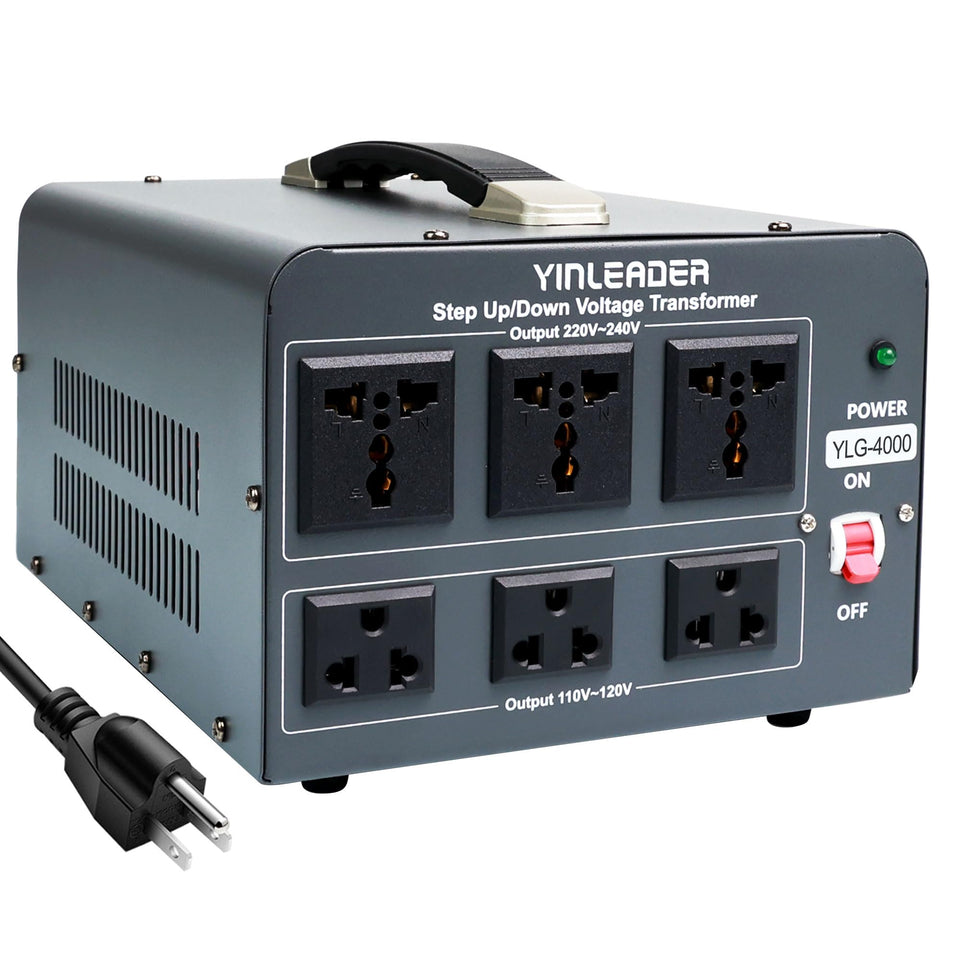 Yinleader 4000W voltage converter front view with six outlets for versatile use