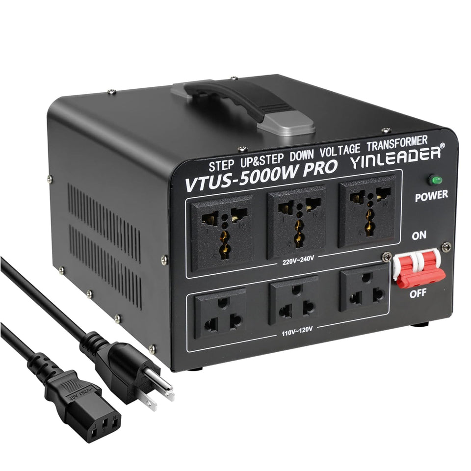Yinleader 5000W Pro front view shows robust build for reliable voltage conversion