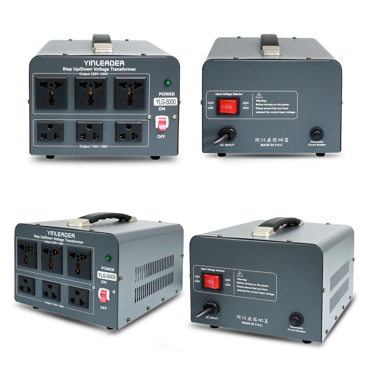 Yinleader 5000W transformer circuit breaker protection for safe operation.