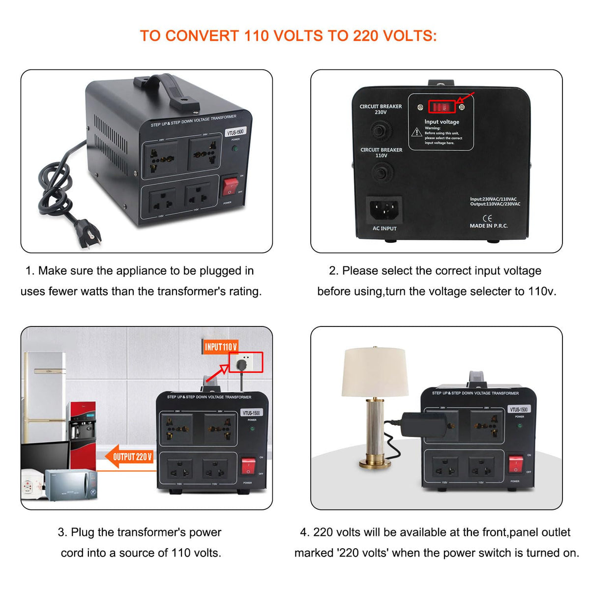 Yinleader closeup input selector and label helping correct voltage selection