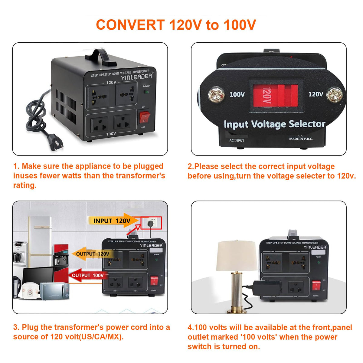 Yinleader dual sockets showing 120V and 100V outlets for mixed devices