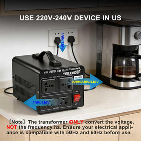 Yinleader pro 110V to 220V outputs back view suitable for simultaneous devices.