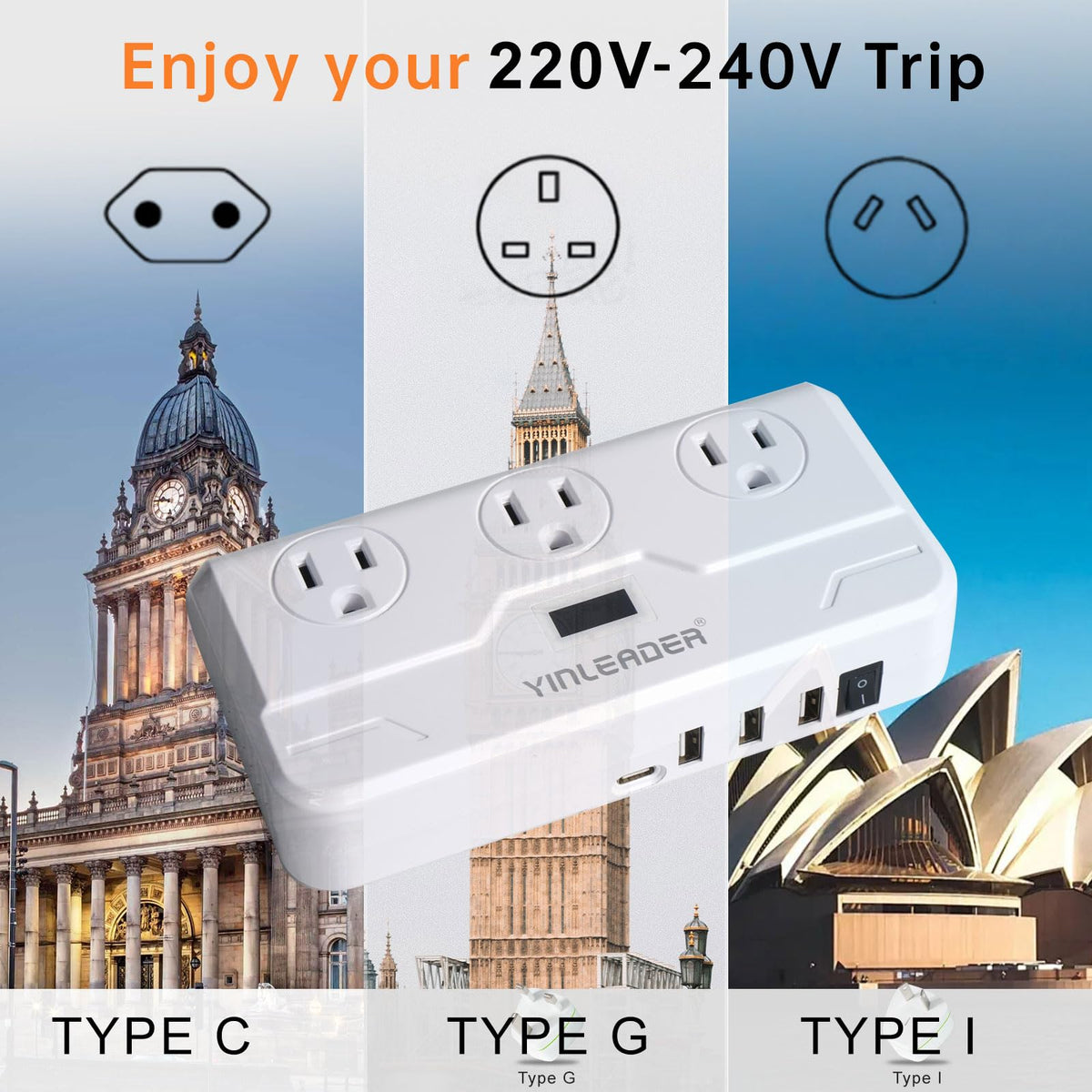 Yinleader travel converter safety features and compact form