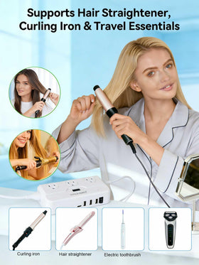 Yinleader travel adapter with USB-C PD port and USB-A ports visible