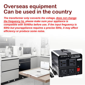 Yinleader transformer showing size and weight for travel packing.