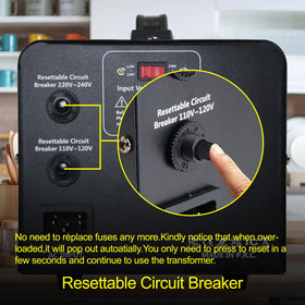 Yinleader converter with four outputs including two US sockets for 110–120V devices.