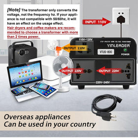 Yinleader VTUS-800 US power cord and plug ready to connect, easy setup benefit