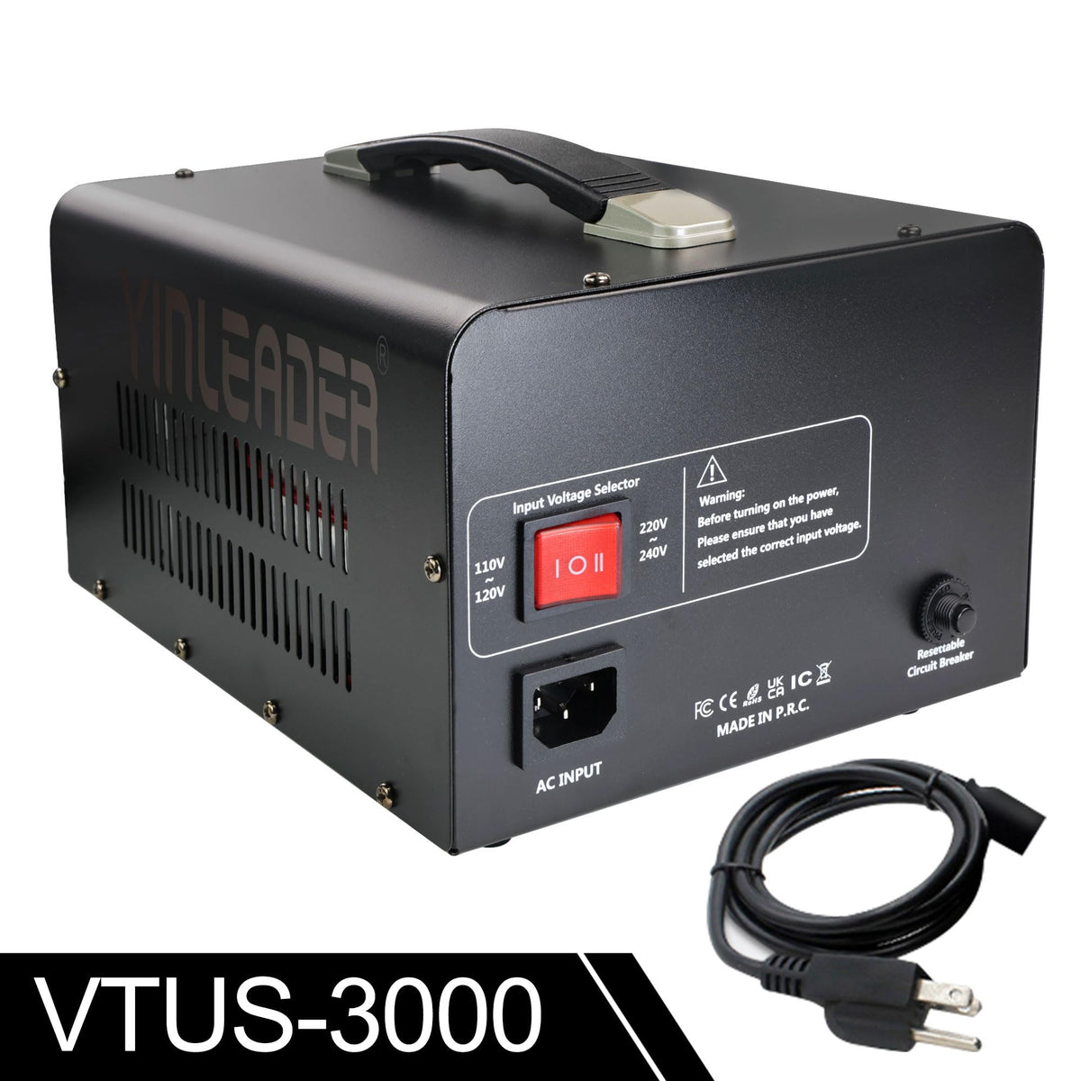 Yinleader VTUS-3000-6S side ports highlighting multiple outlets for different voltages