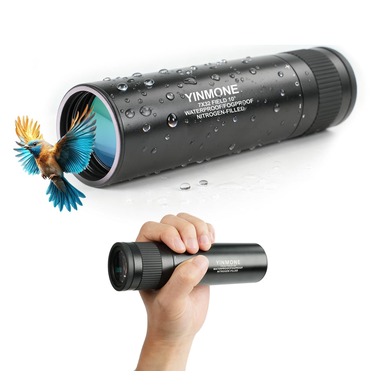 YINMONE front view showing compact metal body and pocket portability benefit